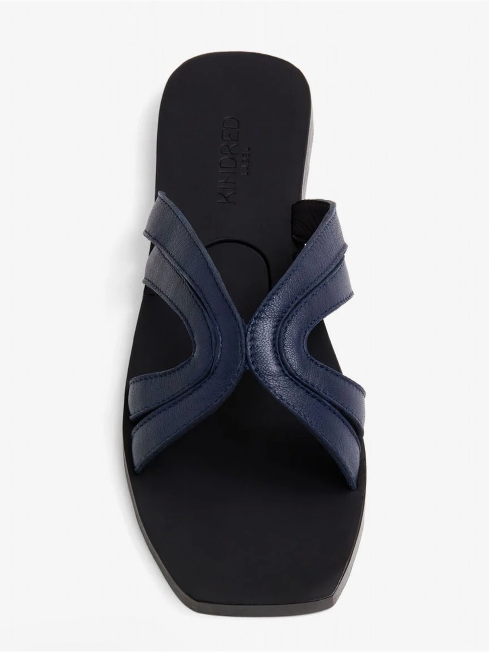 Kindred Label Catherine Navy Blue Leather Slide Foldable Sandal Size 5